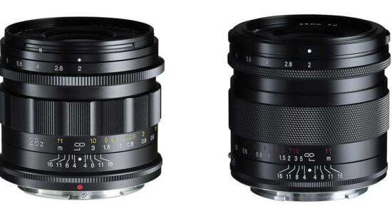 Das Voigtländer 28mm / 1:2,0 APO-LANTHAR asphärisch in der Version für E-Mount (r.) und Z-Mount.