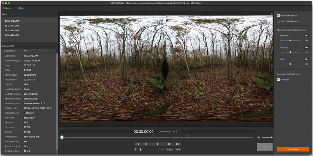 Screenshot Canon EOS VR Utility