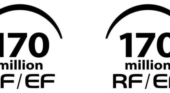 Logo zum Produktionsmeilenstein von Canon.