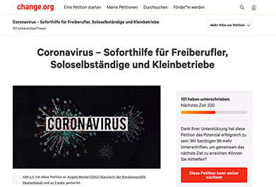 Onlinepetition unterstützt Soloselbständige