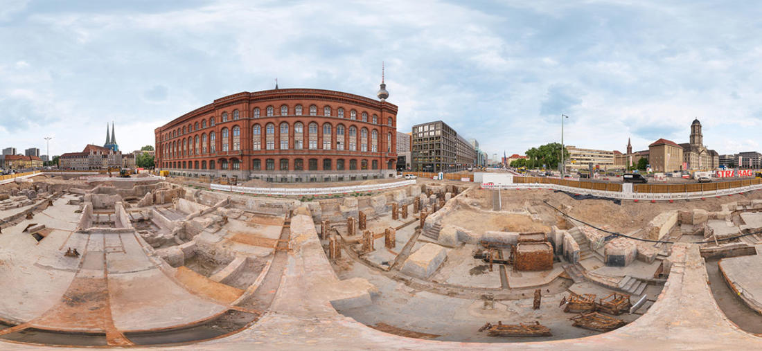 Panormaaufnahme aus dem VR-Projekt „Archäologische Zeitreise Molkenmarkt“.